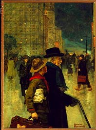 Picure of an Unknown Boy Scout Leading William D. Boyce to his destination. Painted by Norman Rockwell